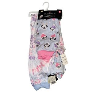 NWT CUDDL DUDS 2 Pack Girls Pajama Pants Bottoms Dog Tie-Dye Print Size XL 14/16